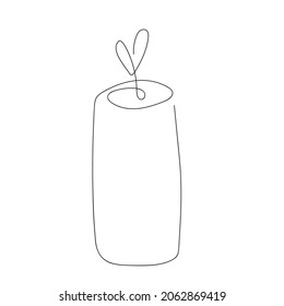 Candle with a heart. One line vector illustration. Love, romantic. Simple black and white continuous line illustration. Print design