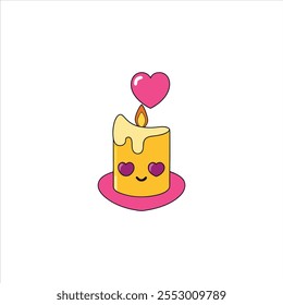 Candle with Hearts Vector – Romantic, Love, Valentine’s Day Graphic Design