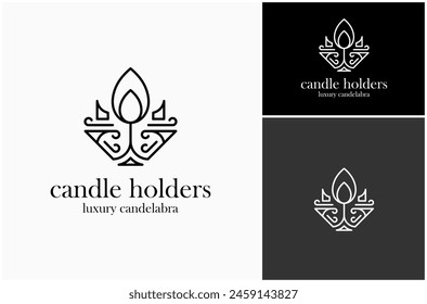 Kerzenhalter Candelabra Candelabrum Burn Ignite Light Abstrakte Luxus-Dekoration Logo Design