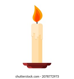 candle and candle holder cartoon vector isolated object