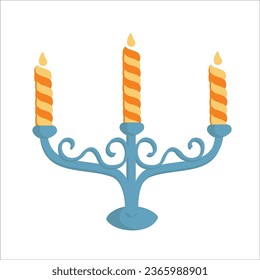 candle and candle holder cartoon vector isolated object