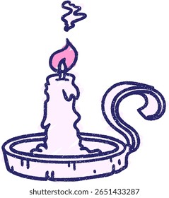 Candle Holder Chalk Drawing in bright neon color