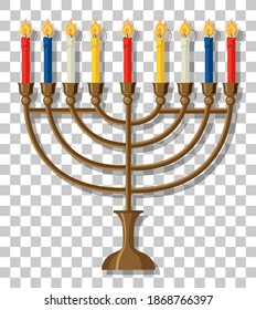 Candle Holder for Hanukkah isolated on transparent background illustration