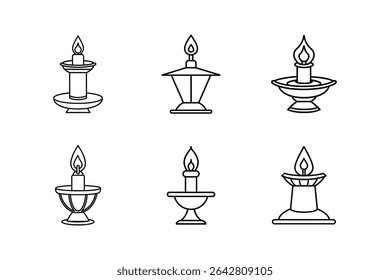 candle holder icon line art vector illustration