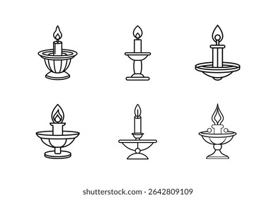 candle holder icon line art vector illustration