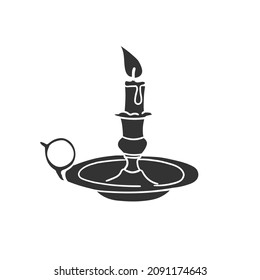 Candle Holder Icon Silhouette Illustration. Candelabrum Antique Vector Graphic Pictogram Symbol Clip Art. Doodle Sketch Black Sign.