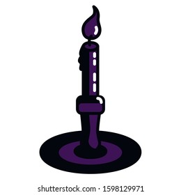 The candle holder and the candle icon. Vector illustration.