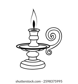candle holder line art vecator illustration.