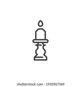 Candle holder line icon. linear style sign for mobile concept and web design. Burning candle in candlestick outline vector icon. Symbol, logo illustration. Vector graphics