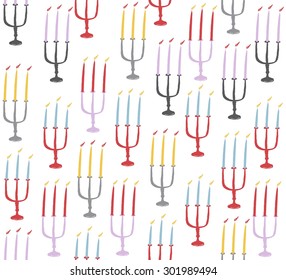 Candle holder seamless pattern, hand drawn.