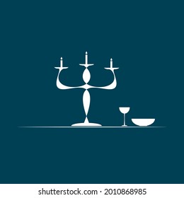 Candle holder silhouette icon vector image