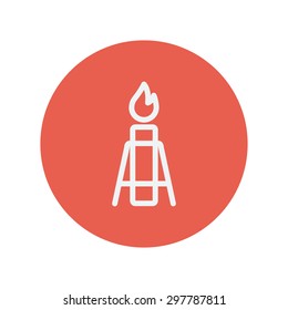 Candle with holder thin line icon for web and mobile minimalistic flat design. Vector white icon inside the red circle.