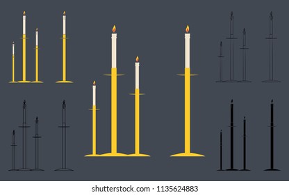 Candle holders. Outline. Without outline.