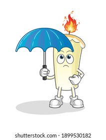 candle holding an umbrella illustration. character vector