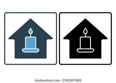 candle house icon. icon related to meditation, wellness, spa. solid icon style. simple vector design editable