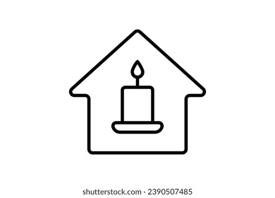 candle house icon. icon related to meditation, wellness, spa. line icon style. simple vector design editable