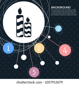 Candle icon with the background to the point and with infographic style. Vector illustration