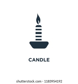Candle icon. Black filled vector illustration. Candle symbol on white background. Can be used in web and mobile.