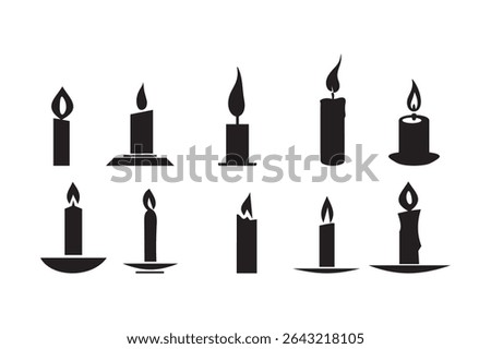Candle icon black silhouette vector illustration isolated on white background