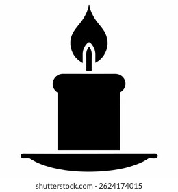 Candle icon black vector on white background.