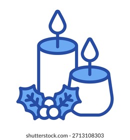 Candle Icon Blue Vector Illustration