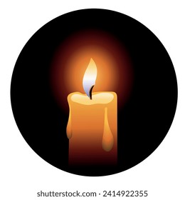 Icono de la vela. Quemando velas en un fondo oscuro. Ilustración vectorial realista