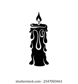 Candle icon. Burning candle silhouette. Halloween candle