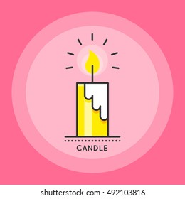Candle icon. Burning candle thin line vector illustration