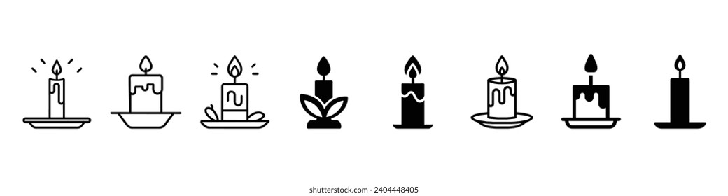 Candle icon, candlestick on holder flat vector icon, Candle silhouettes. Candle vector icons.  burning candles icon, Candle icon