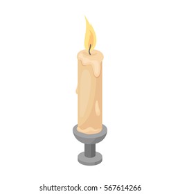 Candle icon in cartoon style isolated on white background. Funeral ceremony symbol stock vector illustration.