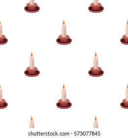 Candle icon in cartoon style isolated on white background. Light source pattern stock vector illustration