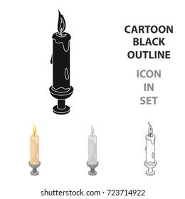 Candle icon in cartoon style isolated on white background. Funeral ceremony symbol stock vector illustration.