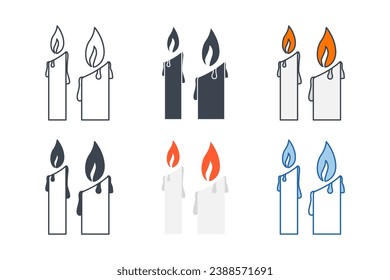 Candle icon collection with different styles. Easter Candle icon symbol vector illustration isolated on white background