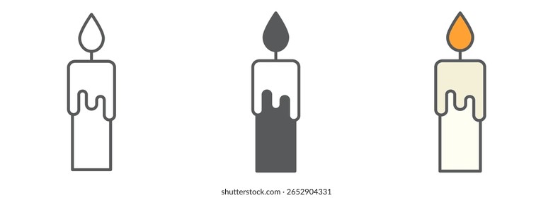 Candle icon collection, thanksgiving and christmas, candle sign vector set graphics, editable stroke linear icon, eps 10