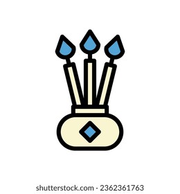 Candle icon colored outline blue cream colour chinese new year vector element and symbol perfect.