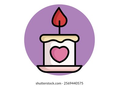 Candle icon. colored outline icon style. icon related to party, valentine. valentine day elements vector illustration