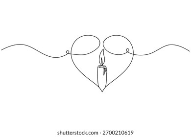 Icono de vela continua de una línea de dibujo de contorno minimalista Ilustración vectorial
