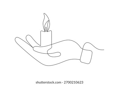 Icono de vela continua de una línea de dibujo de contorno minimalista Ilustración vectorial
