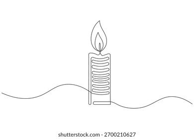 Icono de vela continua de una línea de dibujo de contorno minimalista Ilustración vectorial
