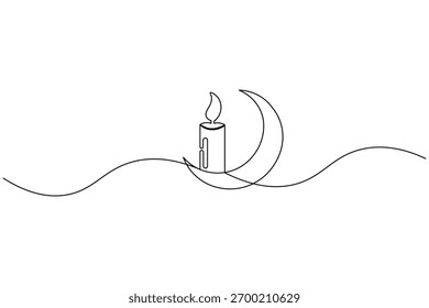 Candle icon continuous one line drawing minimalist outline vector illustration
