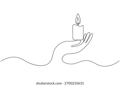 Kerze Symbol durchgehende einzeilige Zeichnung minimalistischen Umriss Vektorgrafik
