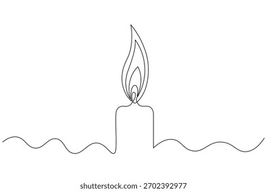 Icono de vela continua de una línea de dibujo de contorno minimalista Ilustración vectorial
