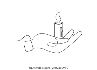 Icono de vela continua de una línea de dibujo de contorno minimalista Ilustración vectorial
