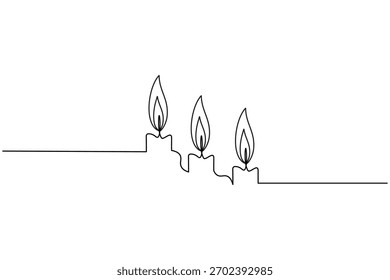Candle icon continuous one line drawing minimalist outline vector illustration
