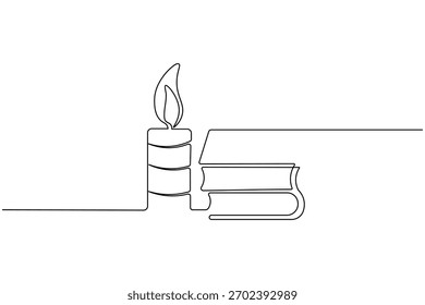 Candle icon continuous one line drawing minimalist outline vector illustration
