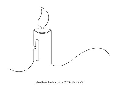 Icono de vela continua de una línea de dibujo de contorno minimalista Ilustración vectorial
