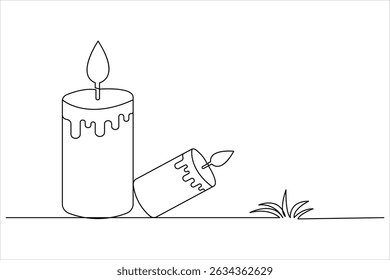 Candle icon continuous single line drawing and minimalist style outline design