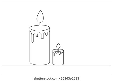 Candle icon continuous single line drawing and minimalist style outline design