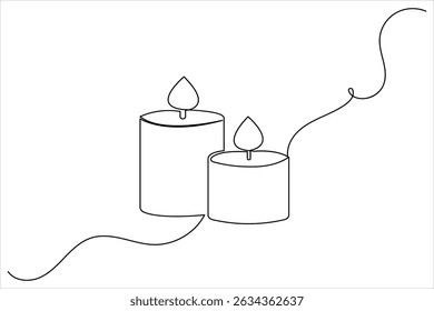 Candle icon continuous single line drawing and minimalist style outline design