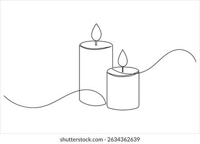 Candle icon continuous single line drawing and minimalist style outline design